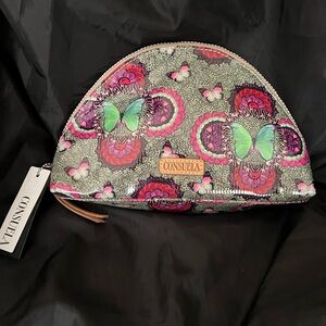 Consuela Mint Green & Hot Pink Butterfly Cosmetic Case
